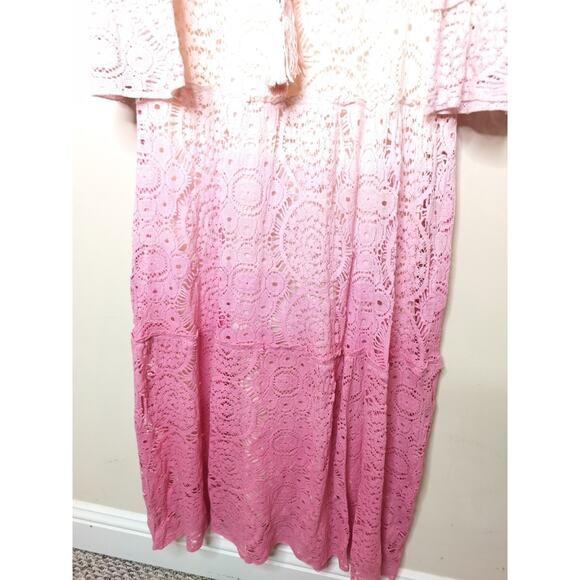 Venus Lace Maxi Dress Flare Sleeve Ombre Whimsy Cottage Fairy Boho - Picture 5 of 13